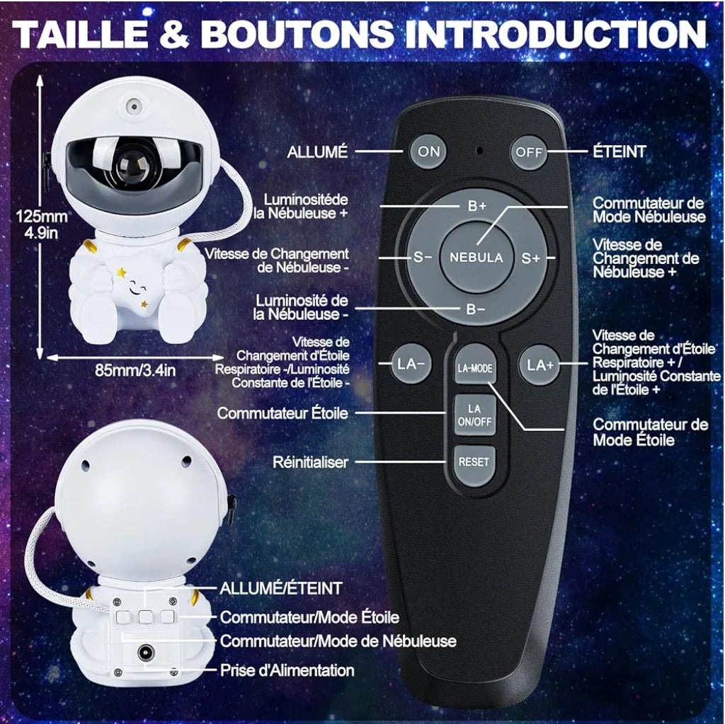 Projecteur de ciel étoilé mini astronaute couleur blanc